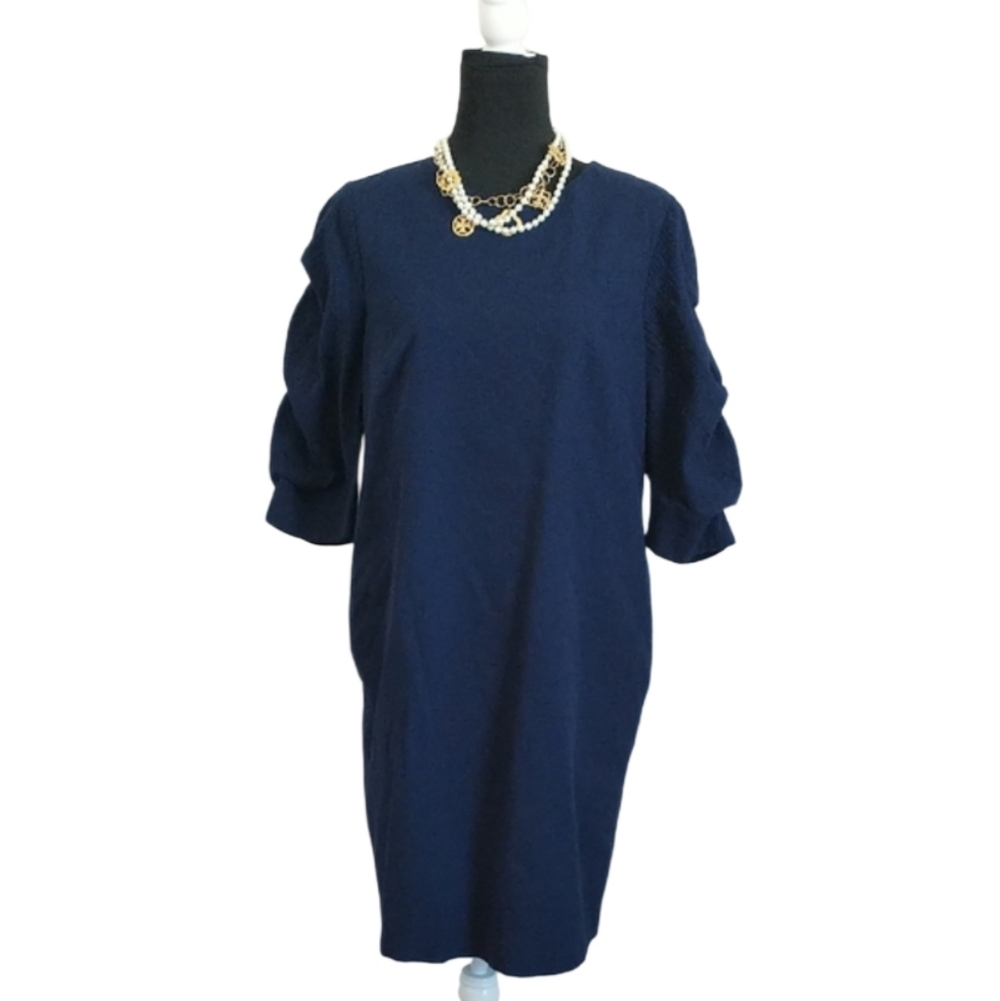 BIGIO COLLECTION Chic Long Sleeve Navy Dress. SIZE 10